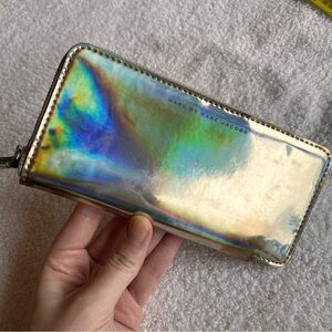 Marc Jacobs holographic iridescent zip around wallet
